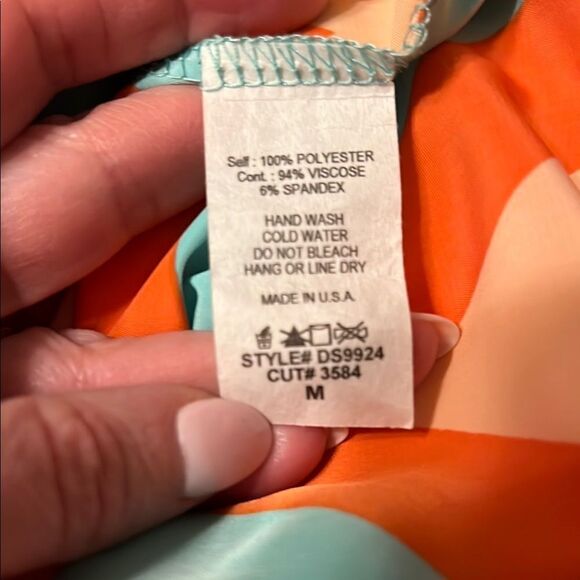 Chevron Patterned Sleeveless Dress - Turquoise and Orange - Picture 4 of 5